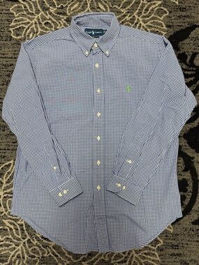 Ralph Lauren Blue and White Gingham Button-Down Shirt